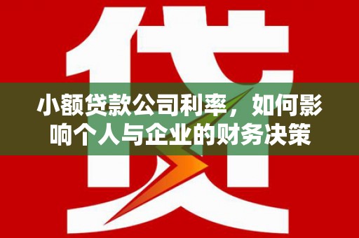 西乌旗小额贷款公司利率，如何影响个人与企业的财务决策